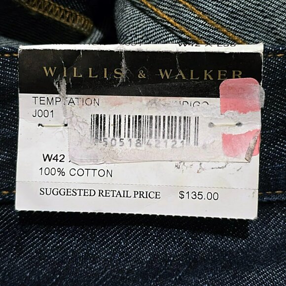 Nwt Willis & Walker Sz 42* Big & Tall Relaxed Fit Dark Wash Jeans USA Made 43x39 - Picture 2 of 15